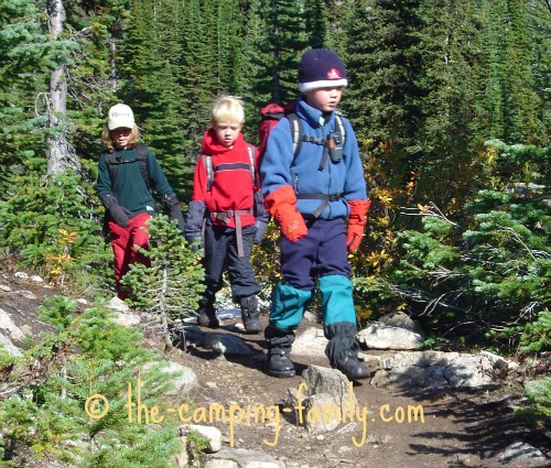 three boys hiking