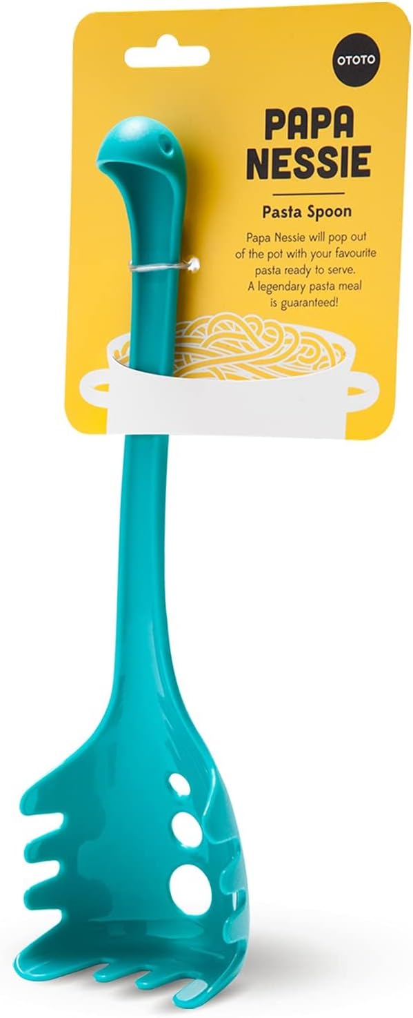 2025 A blue Pasta Spoon with yellow backing paper, on amazon