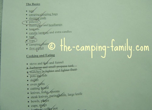 camping list