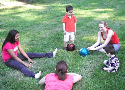 rolling ice cream ball on grass