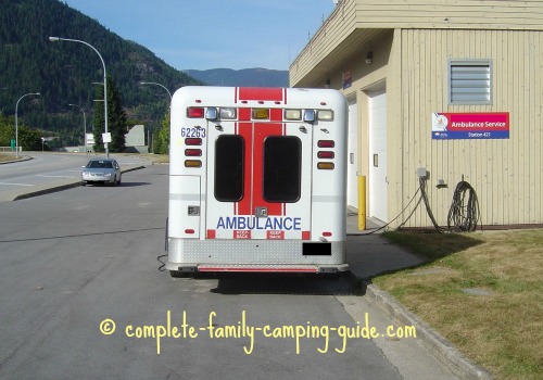 The back of an ambulance The back of an ambulance