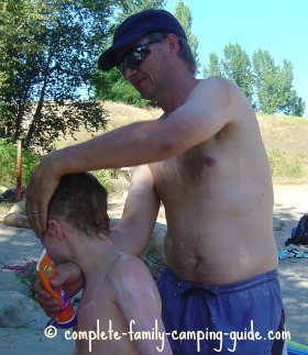 applying sunscreen