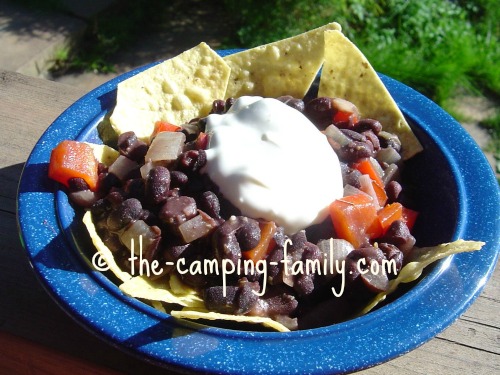 Balsamic Black Beans in blue bowl