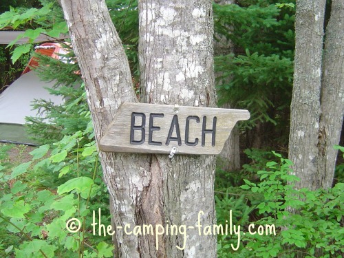 wooden beach sign