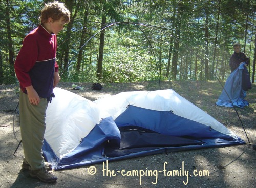 setting up tent