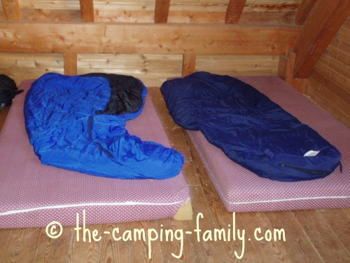 sleeping bags on foam mattresses