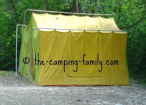 green and yellow canvas tent