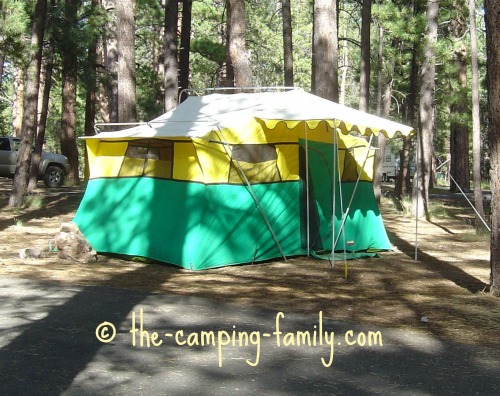 canvas cabin tent with awning