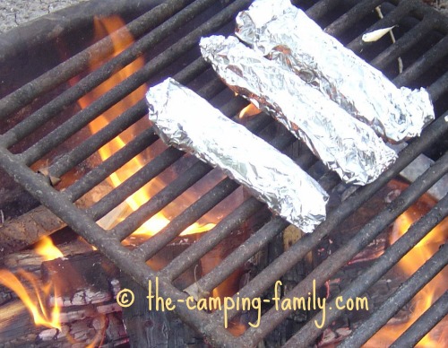 foil packets on campfire grill