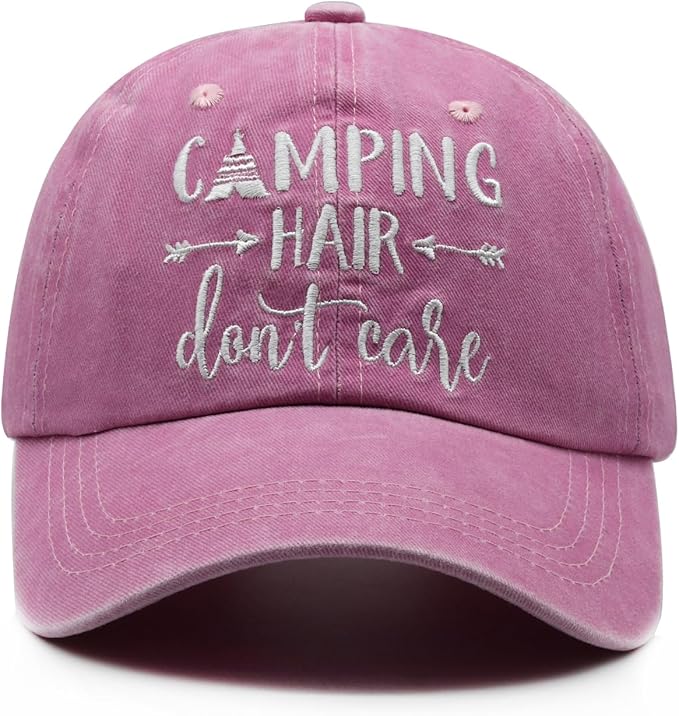 camping hair don't care pink cap