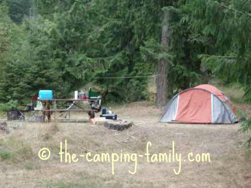 campsite with Coleman stove