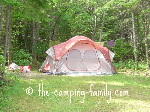 family tent in campsite