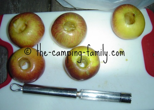 cored apples