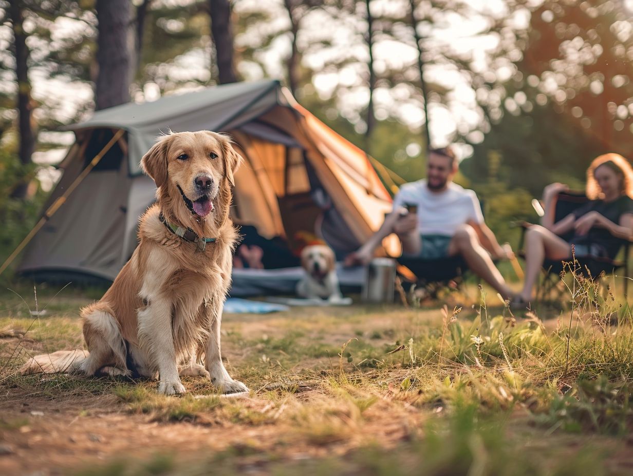 a camping family with a dog