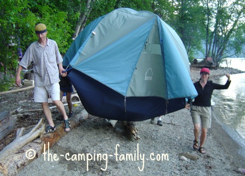 carrying a dome tent