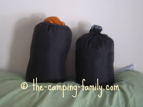 two sleeping bags in stuff sacks