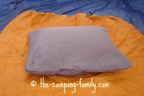 down-filled camping pillow