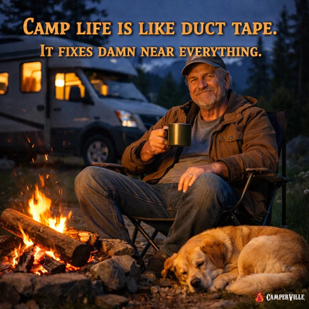 a camping quote about duct tape