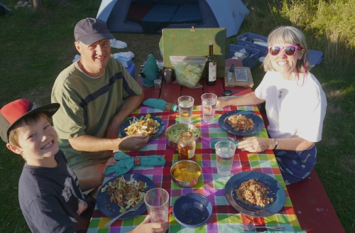 family at picnic table