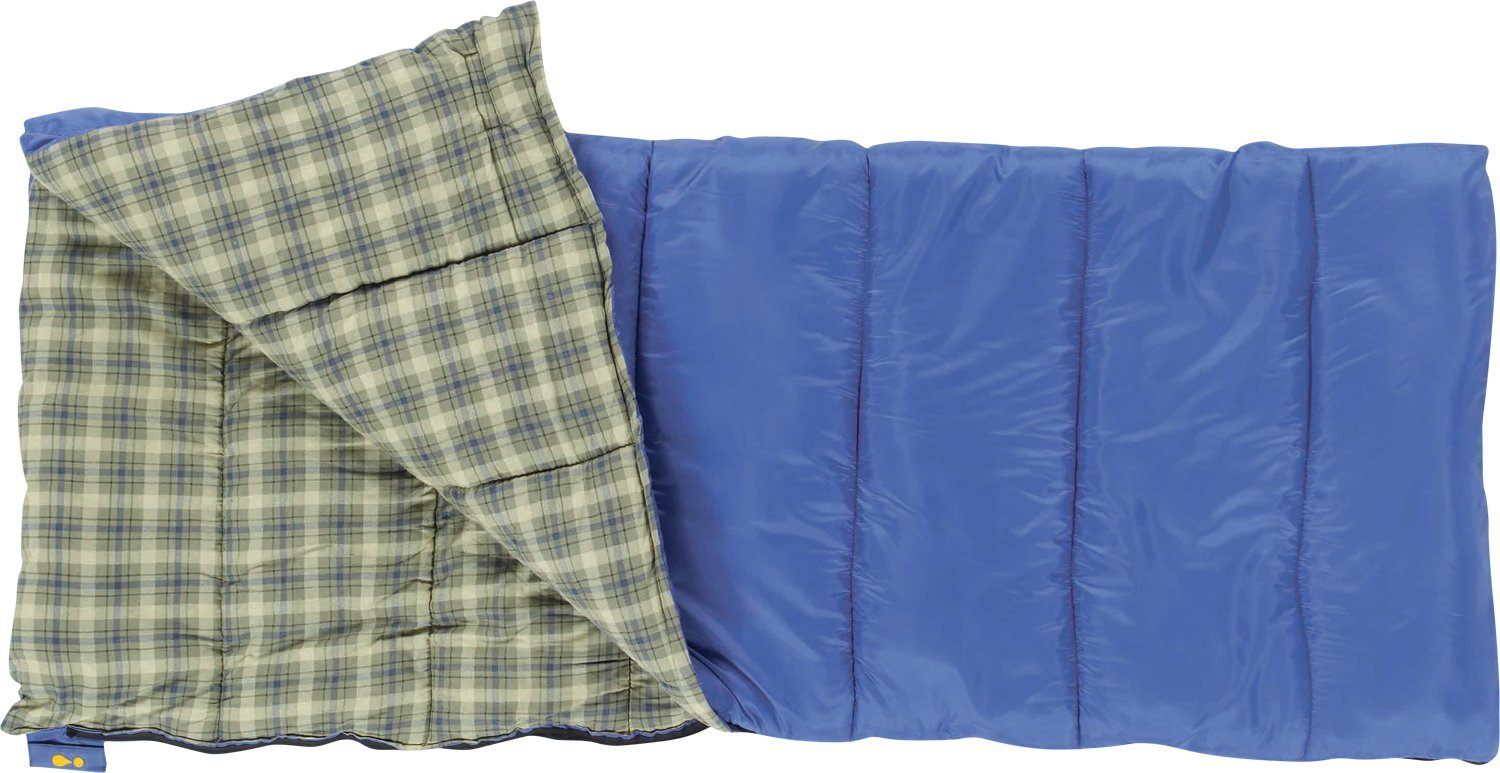 a blue eureka rectangular bag with the corner turned back to show the inside