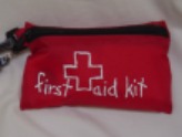 A red first aid kit