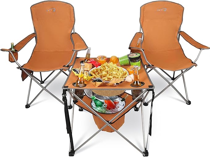 folding camping table and 2 chairs set