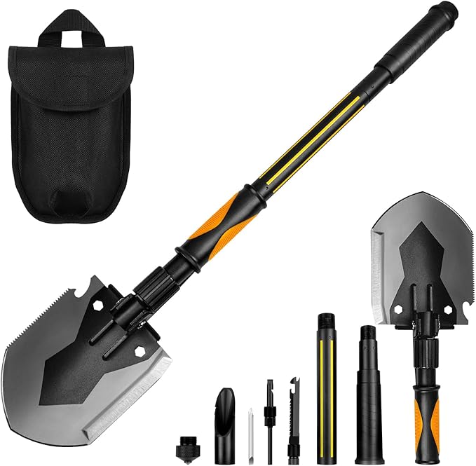 A folding shovel with multi uses