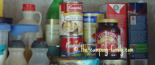 food in RV cupboard