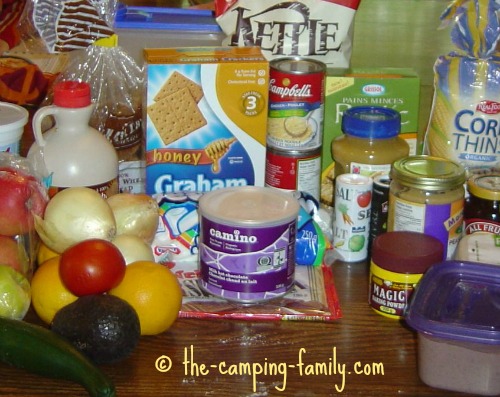 camping food on table