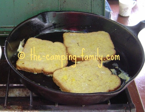 French toast cooking in skillet
