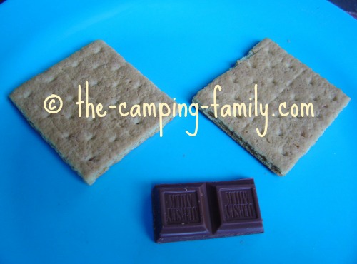 graham crackers and chocolate on a plate