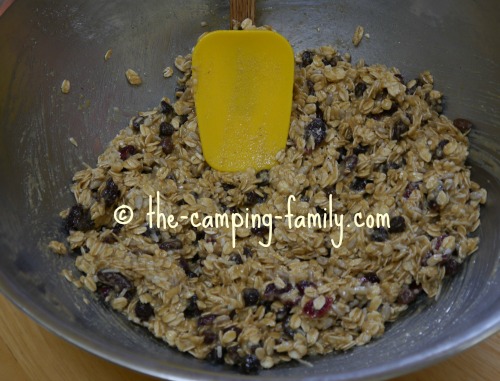 stirring ingredients with a spatula spoon