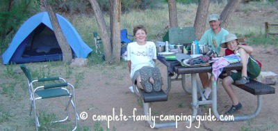 family at campsite