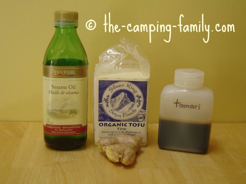 sesame oil, tofu, ginger and tamari