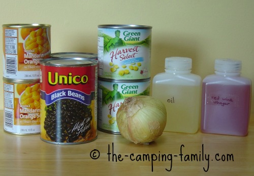 ingredients for mandarin black bean salad