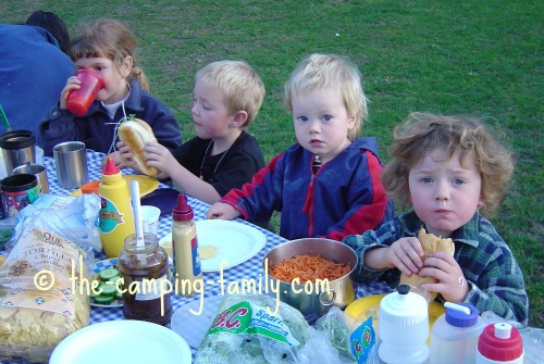 children at picnic table