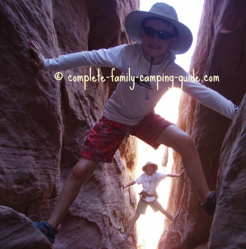 two boys in Little Wild Horse Canyon
