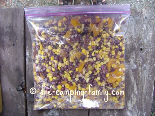 bean salad in ziploc bag