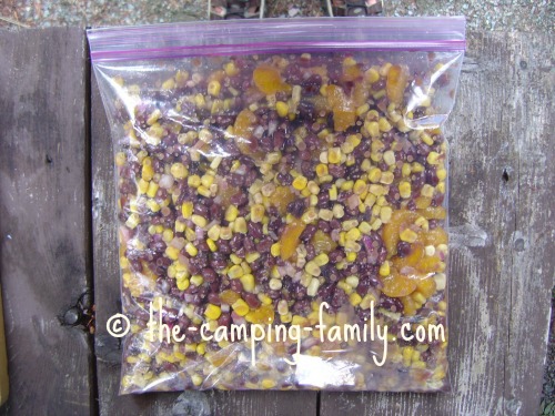 bean salad in ziploc bag