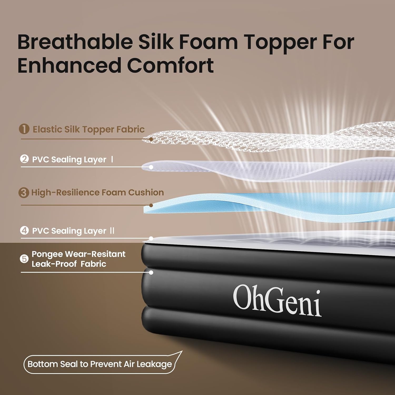 OhGeni Air Mattress with Silk Topper