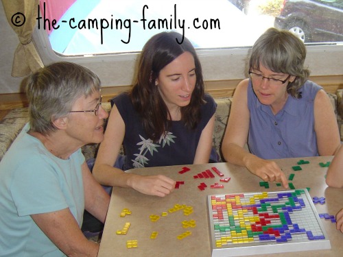 playing Blokus in the trailer