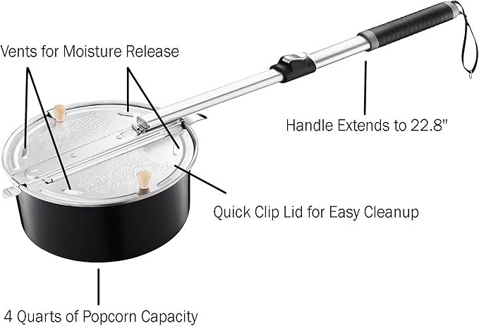 A campfire popcorn popper