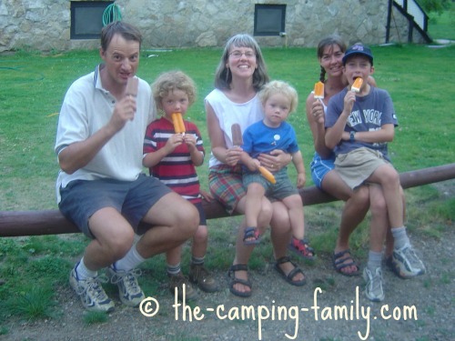 eating popsicles at the camp store