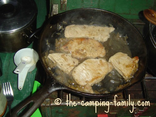 pork chops in skillet