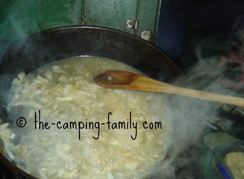 minced onions in skillet