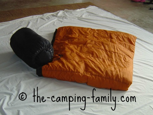 sleeping bag in stuff sack