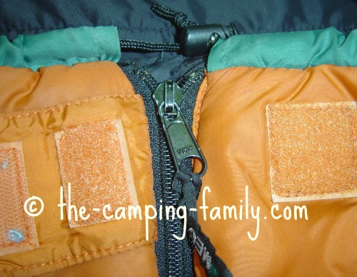 sleeping bag zipper zipped
