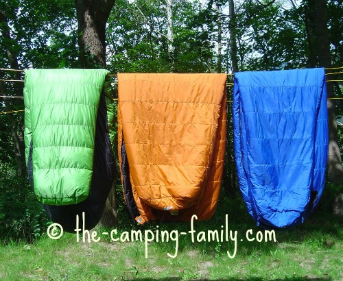 sleeping bags on clothesline