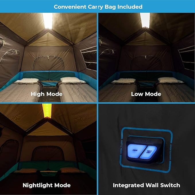 Cabin tent with built in LED lights