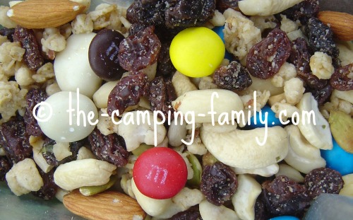 trail mix with M&Ms